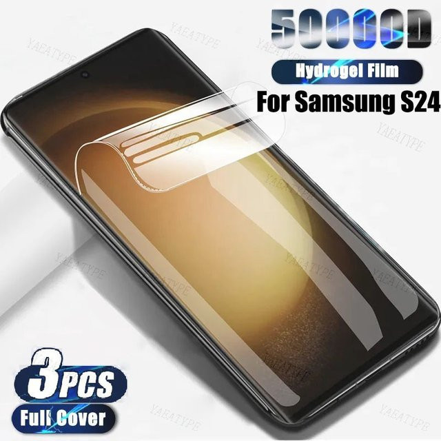 3 Stück HD Hydrogel Full Cover Displayschutzfolie für Samsung Galaxy S24 Ultra, S24 Plus, S24 FE und S25 in Transparent - Bild 1