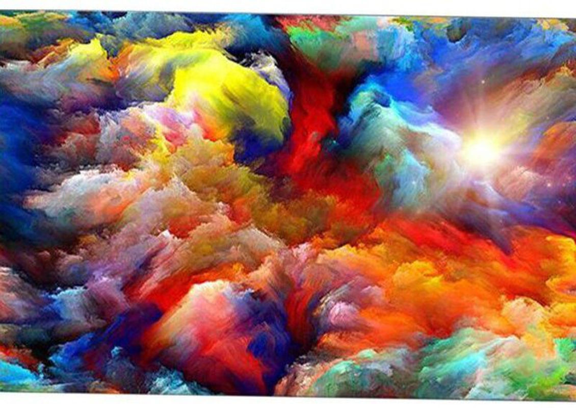 FIYO 5D Diamant-Stickerei Set mit abstraktem psychedelischem Nebel und Weltraumwolken, mehrfarbig, B/H: 20 x 30 cm - Bild 1