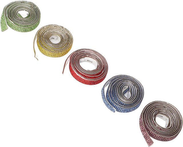 5 Stück selbstklebendes Strassband von GoolRC in Grau mit Kristallglas-Steinen, Breite: 1 cm - Bild 1