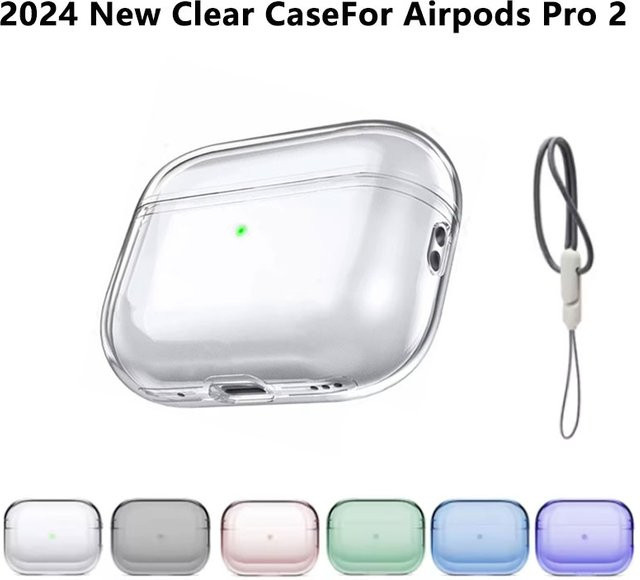 Bunte transparente Schutzhülle für Apple AirPods Pro 2 aus stoßfestem TPU in Multicolour, Transparent und Grau - Bild 1