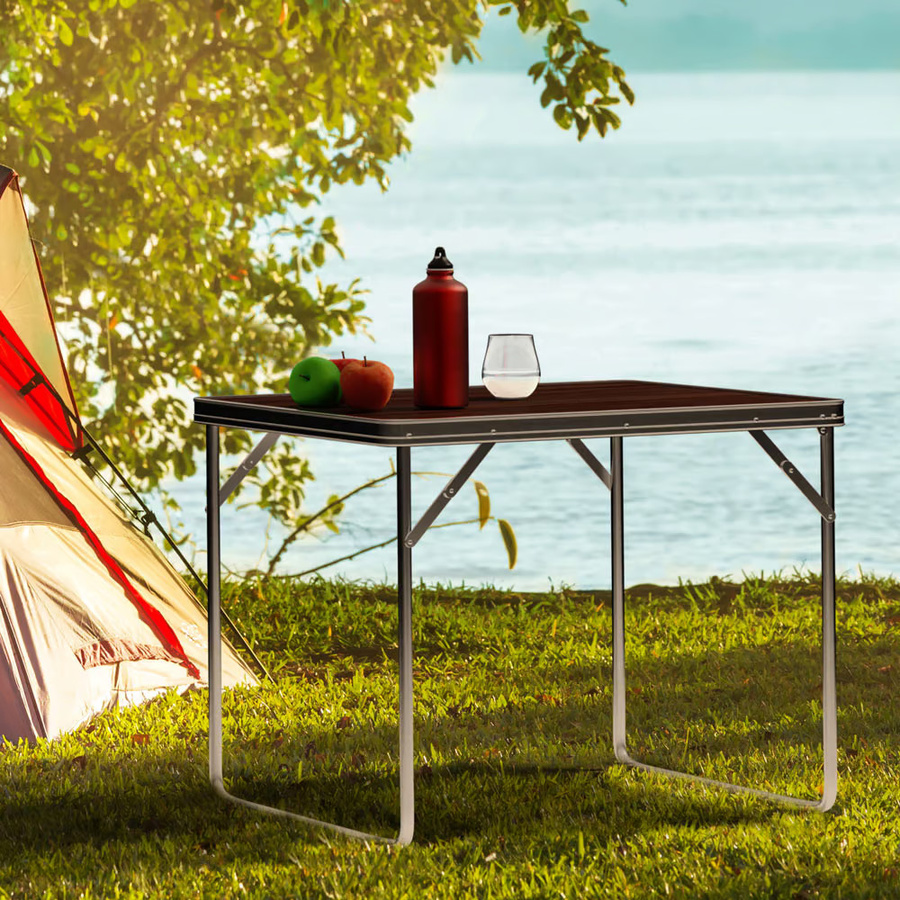 CASARIA Campingtisch in Holzoptik aus Alu, klappbar, Braun, B/T/H: 80 x 60 x 70 cm - Bild 2
