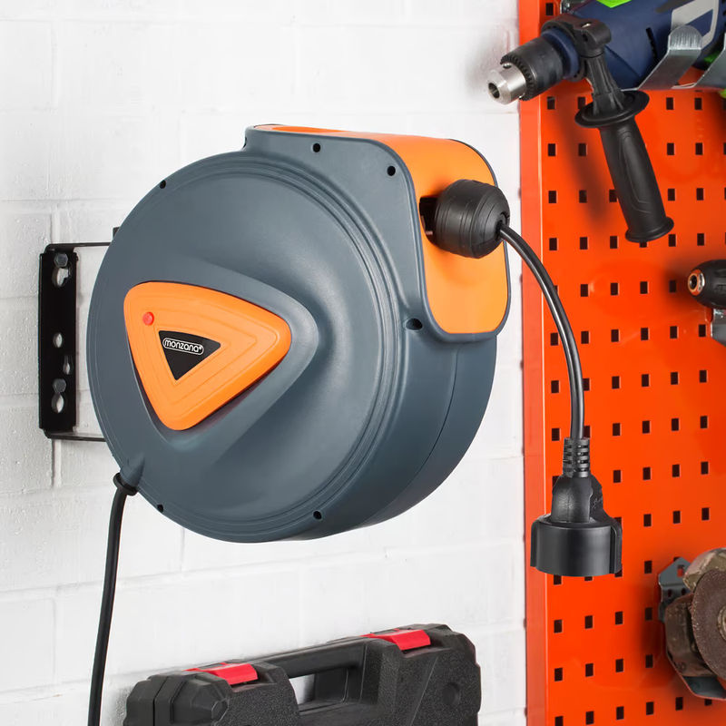 Monzana Automatik Kabeltrommel in Grau mit 20m Kabel und 1,5m Anschlusskabel, Wandmontage - Bild 5