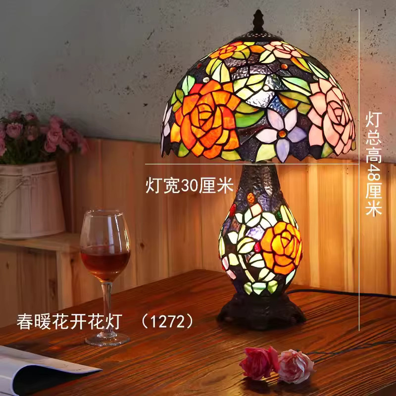 LZPZ RUI Türkische Tischlampe Tiffany Buntglas mit Libellen im Vintage-Design, Multicolor - Bild 3