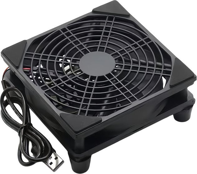 AuyiHomu Leiser USB-Kühllüfter 120mm in Schwarz für Router, Modem, TV-Box, PS5 und PC mit USB-A Anschluss - Bild 1