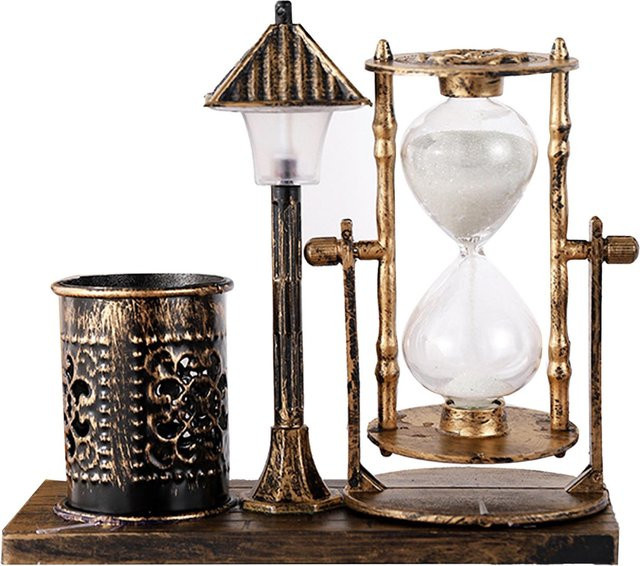 OutsideWorld Vintage Stifthalter in Straßenlaternen-Design, Weiß mit Silber und Gold - Bild 1