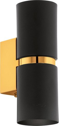 Eglo LED-Wandleuchte PASSA in Schwarz und Gold, GU10, inkl. Leuchtmittel, modern und zylinderförmig - Bild 1