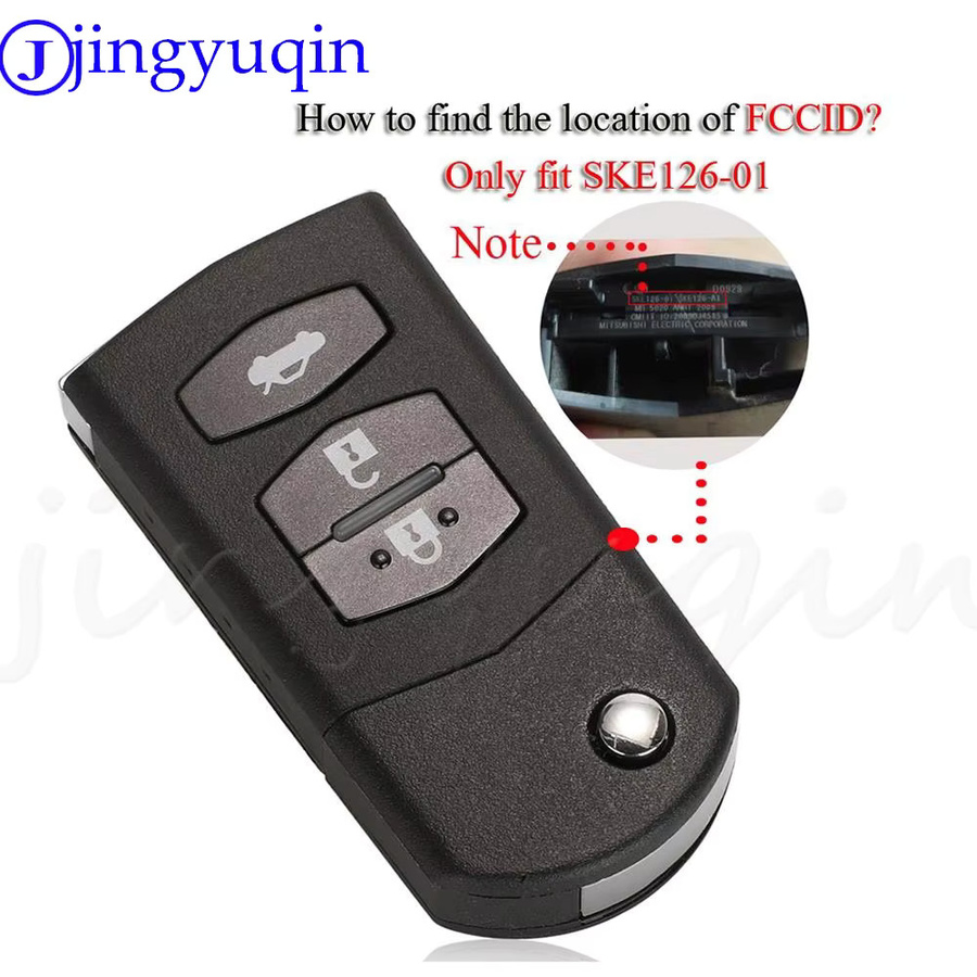 Jingyuqin Flip Auto Fernbedienung Schlüssel ske126-01 mit 2/3 Tasten in Schwarz für Mazda 2, 3, 5, 6, CX7 und weitere Modelle - Bild 2