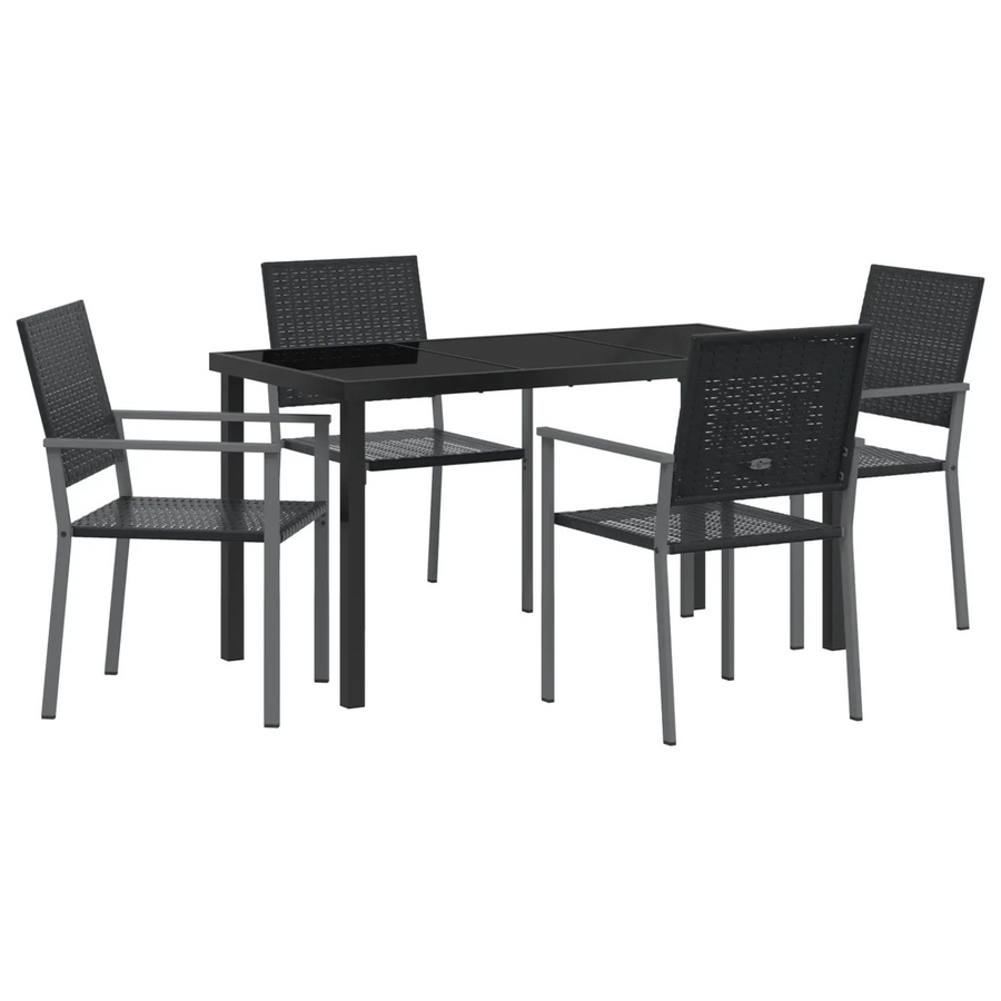 vidaXL Garten Essgruppe 5-teilig aus Poly Rattan und Glas in Schwarz - Bild 2