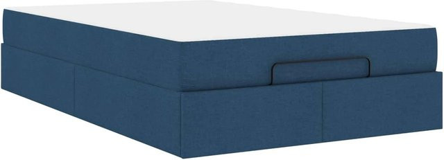 vidaXL Bettgestell mit Matratze aus Stoff in Blau, 2-teiliges Set mit Schubladen, B/T: 120 x 200 cm - Bild 1