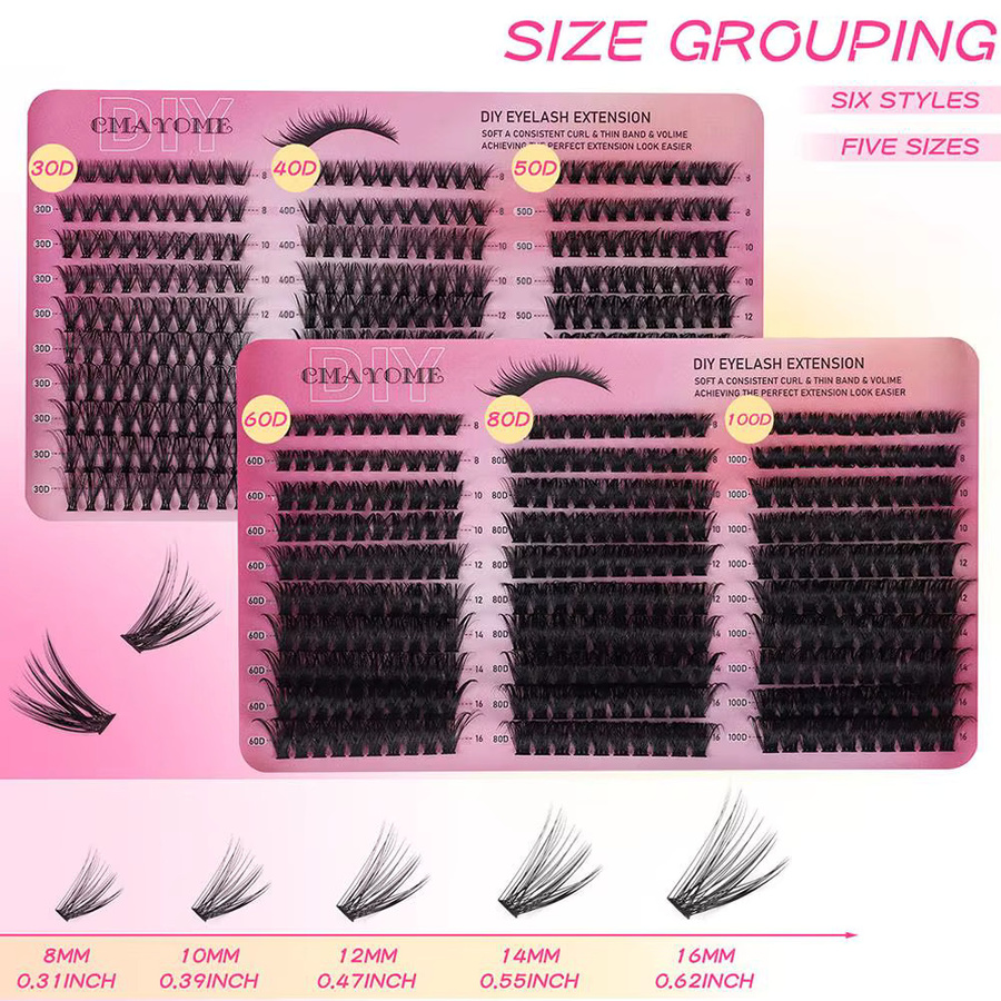 SADOER DIY-Cluster-Wimpern, 600 Stück, Black, 8–16 mm, Mischungslänge - Bild 6