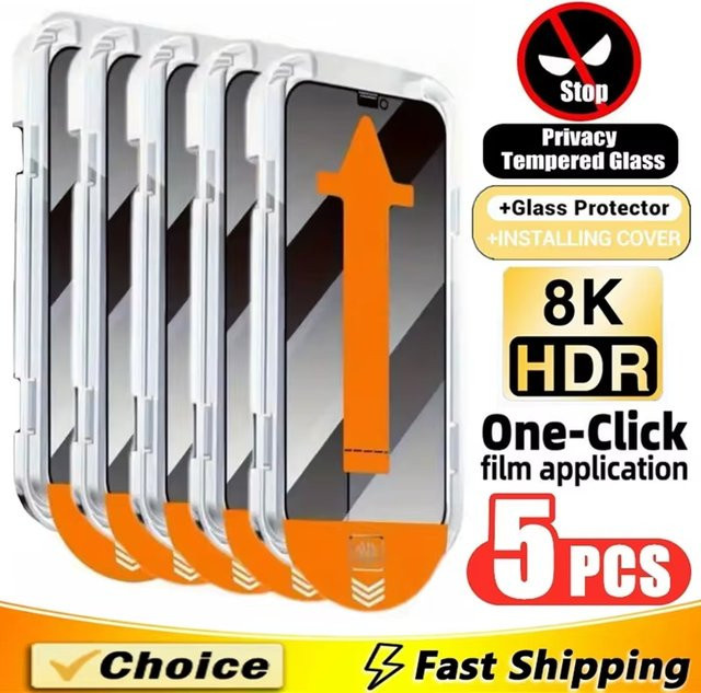 5er Pack Xiaomi Poco Privatsphäre Schutz Displayschutz mit Installationswerkzeug für Poco M7 F7 M6 Pro C75 X6 M4 X3 F3 X7 X5 F5 M6 C65 M3 Pro C75 - Bild 1