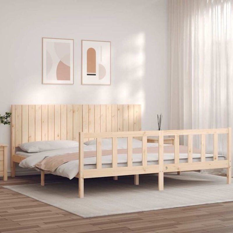 Massivholzbett Vidaxl aus Kiefer in Braun, Skandinavischer Stil, B/T: 200 x 200 cm - Bild 1