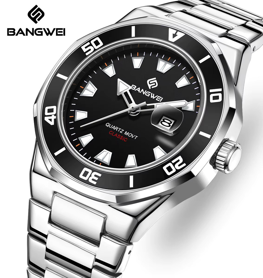 BangWEI Armbanduhr, Quarz, Edelstahl, Silber, Herren - Bild 4