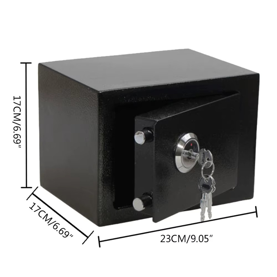 Sicherheitssafe aus Stahl in Schwarz mit 4,6 l Volumen, abschließbare Wandmontage-Kassenbox mit Filzfutter, B/H/T: 23,0 x 17,0 x 17,0 cm - Bild 3