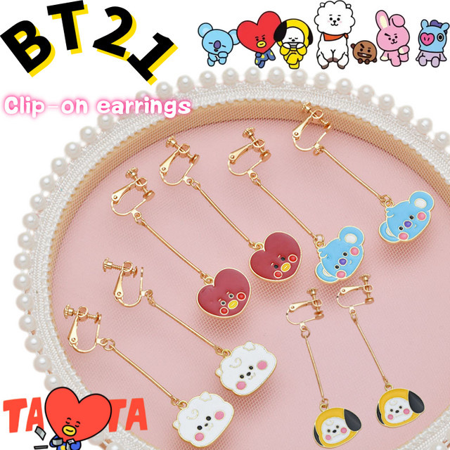 LINE FRIENDS Clip-On-Ohrringe, BT21, Gold, Damen - Bild 1