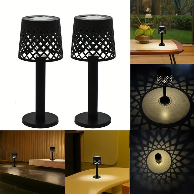 Solar-Außentischlampe in Schwarz mit warmweißem Licht für Terrasse, Garten und Balkon - Bild 1