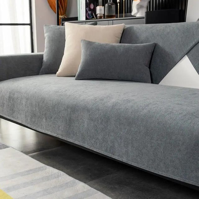 Four Seasons Universeller wasserdichter Sofabezug in Grau, rutschfeste Wickelunterlage für Sofas und Haustiere, modern und einfarbig, B/T: 70 x 70 cm - Bild 1