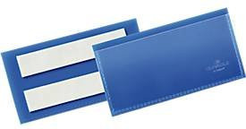 Selbstklebende Etiketten- und Kennzeichnungstaschen aus Kunststoff in Blau und Gelb, dokumentenecht, B 100 mm x H 38 mm, 50 Stück - Bild 1