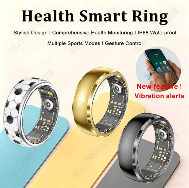 Ola Esporte Smart Ring mit Vibrationsalarm, Herzfrequenz- und Schlafüberwachung, wasserdicht, Unisex - Bild 1