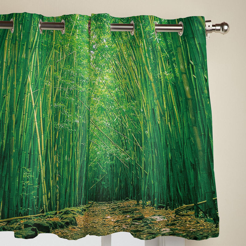 Super Six Bambus-Fenstervorhang aus Polyester in Grün, semi-transparent, 2er-Set, Breite: 100 cm, Höhe: 160 cm - Bild 2