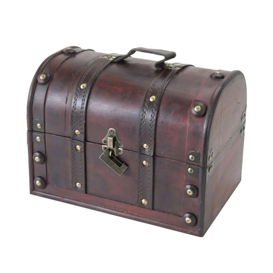 HMF Schatztruhe Schatzkiste aus Holz in Braun im Vintage-Stil mit Schloss B/T/H: 30 x 20 x 22 cm - Bild 2