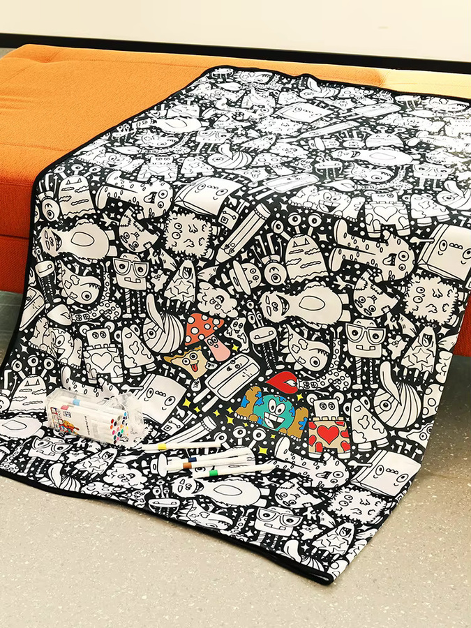 Willstar DIY-Maltdecke mit 24 farbigen Markern zur kreativen Personalisierung für Erwachsene aus Polyacryl - Bild 7