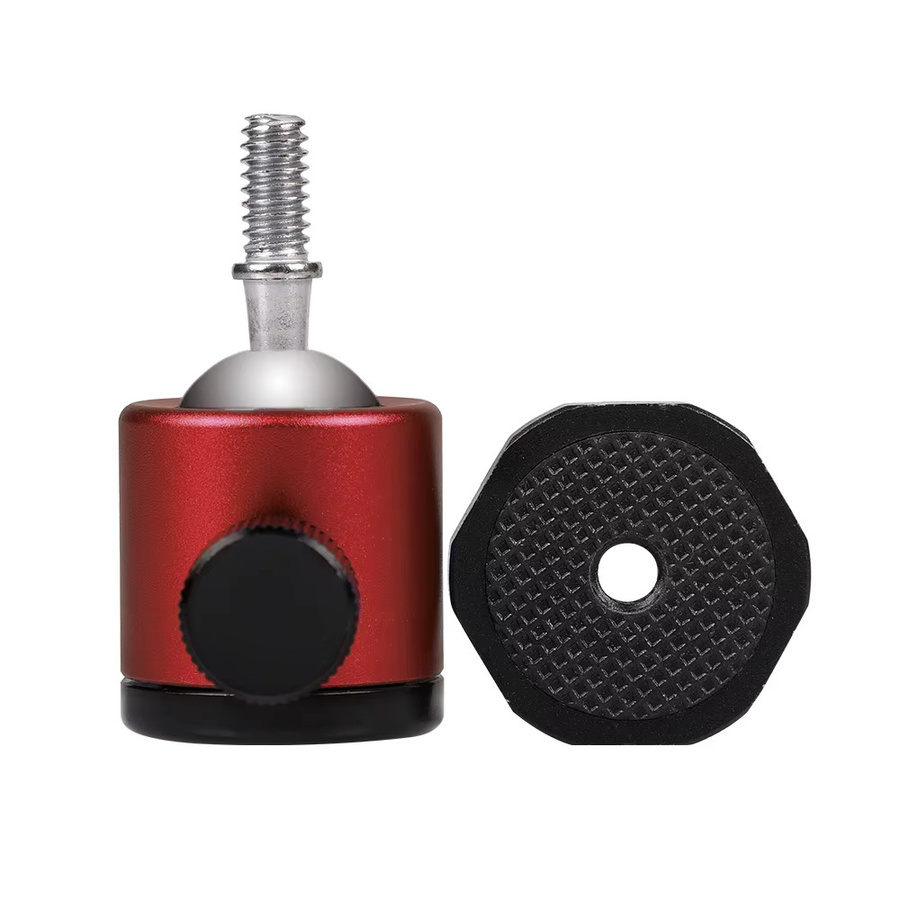 Mini Stativ-Kugelkopf aus Aluminiumlegierung mit 360-Grad-Rotation und 1/4 Zoll Schraube in Rot für DSLR-Kameras - Bild 3