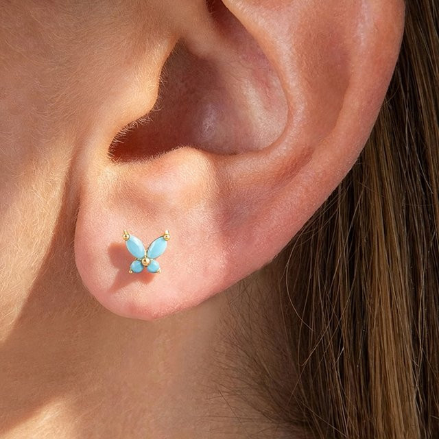 Maodane Ohrringe Edelstahl, blauem Schmetterling, Zirkonia, Damen - Bild 1
