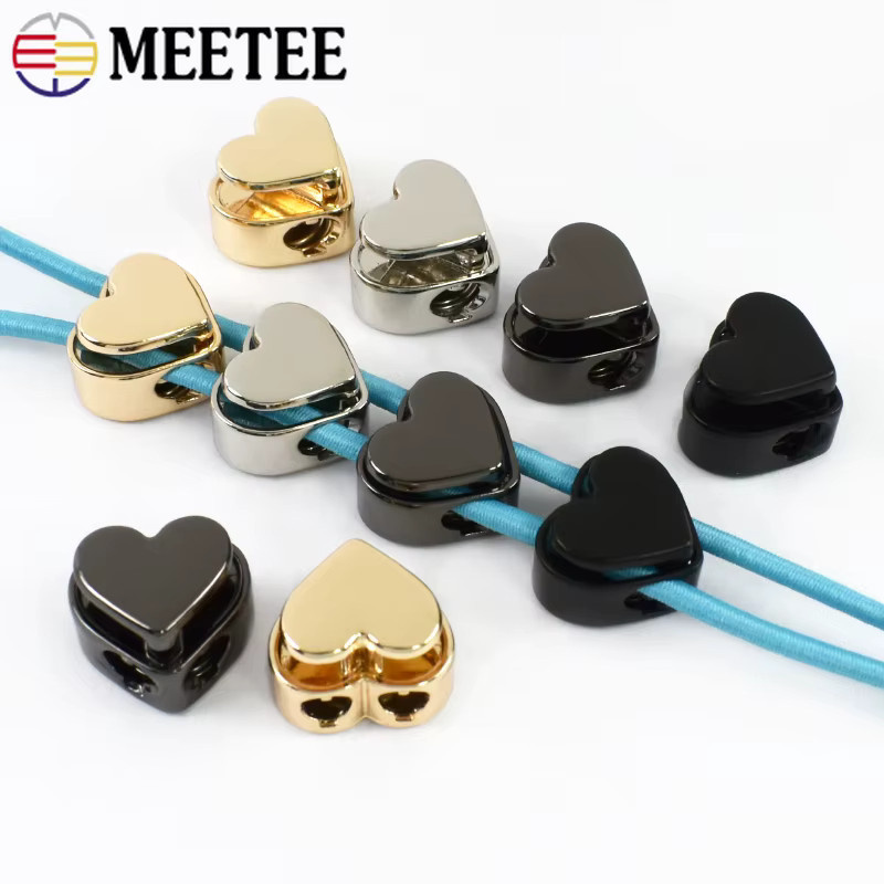 Meetee Metallschnurschloss Set in Schwarz, 10 Stück, 4 mm Durchmesser für Kleidung und DIY-Nähzubehör - Bild 2