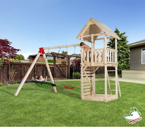 WEKA Spielturm Tabaluga aus Holz in Natur und Beige, B/H/T: 420 x 331 x 290 cm - Bild 1