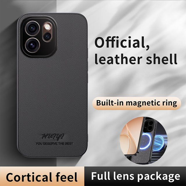 Retro Lederhülle mit Litschi-Muster für OPPO Reno 15 und Reno 14 Pro, magnetische Aufladung, matte und stoßfeste Schutzhülle - Bild 1