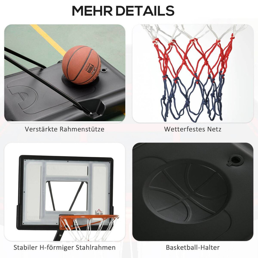 HOMCOM Basketballkorb, schwarz, Metall, Kunststoff - Bild 2