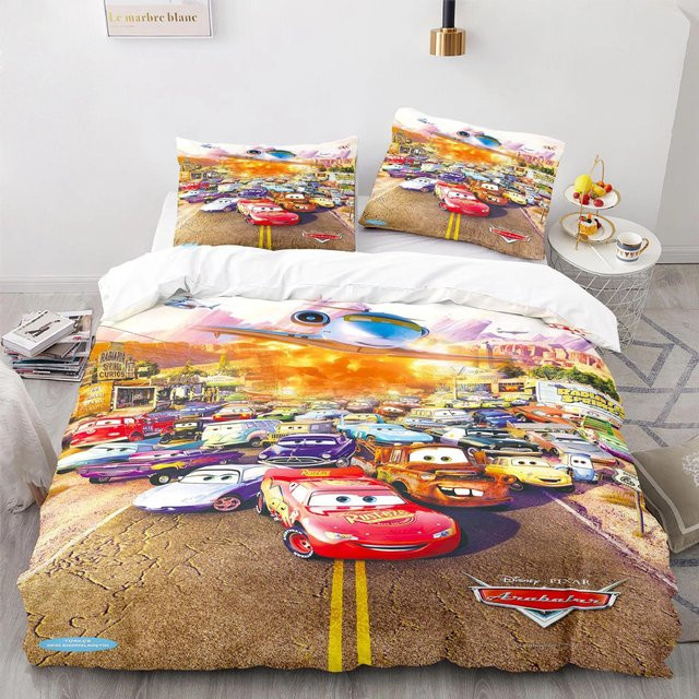 Autos Lightning McQueen 3D Kinderbettwäsche-Set 3-teilig aus 100% Polyester mit 1 Bettbezug, Breite: 180 cm, Länge: 220 cm - Bild 1