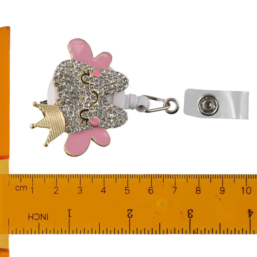 Einziehbarer ID-Kartenhalter mit Diamant-Design und Rollschließe in Rot und Mehrfarbig - Bild 2