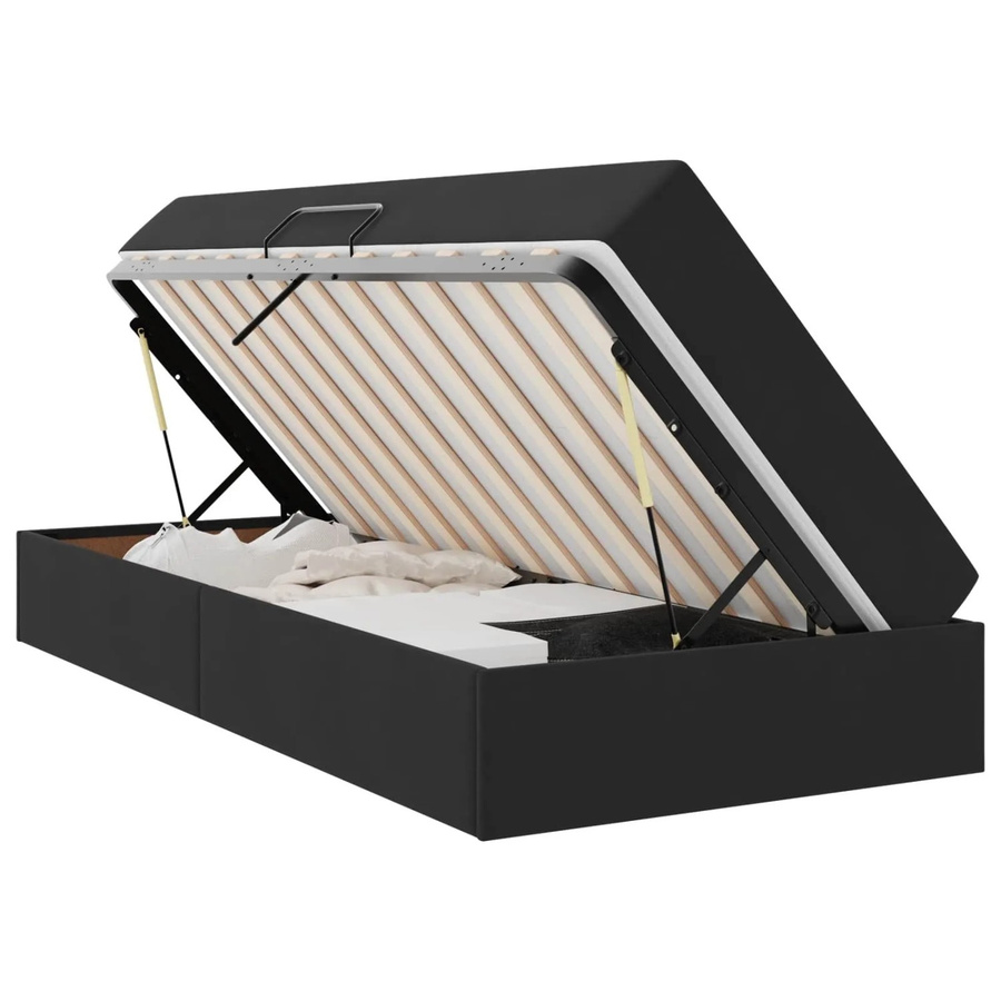 vidaXL Aufbewahrungsbett mit Matratze aus Samt und Metall in Schwarz, B/T/H: 90 x 200 x 43,5 cm - Bild 2