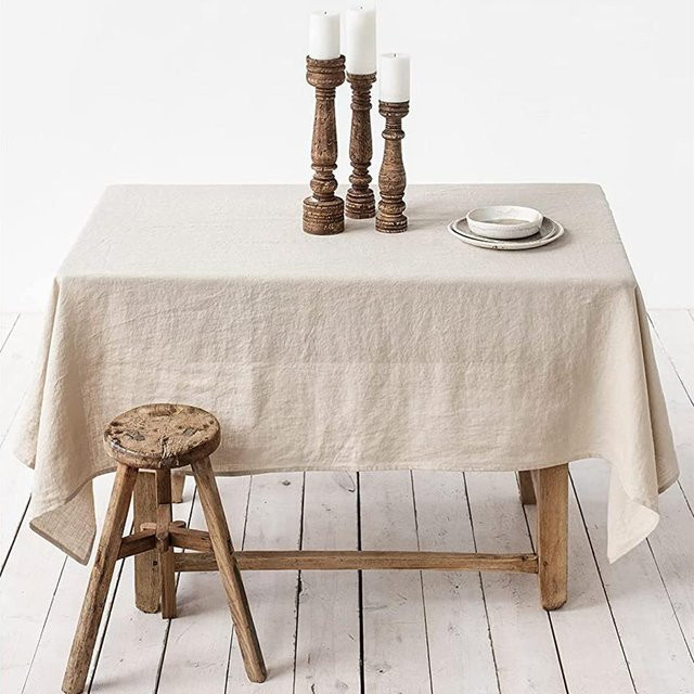 Rechteckige Tischdecke aus 100% reinem Leinen von JMG Household Supplies in Beige, B/T: 90 x 90 cm - Bild 1