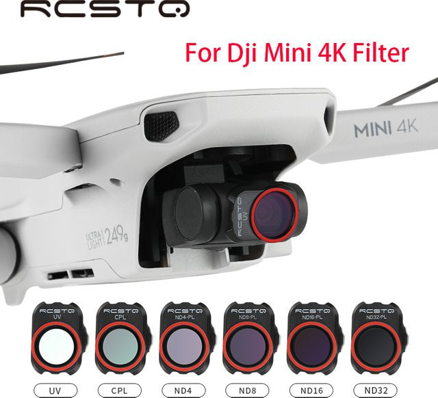 RCSTQ Kameraobjektivfilter-Set für DJI Mini 4K in Schwarz mit UV, CPL, 4NDPL, 8NDPL, 16NDPL und 32NDPL Filtern - Bild 1
