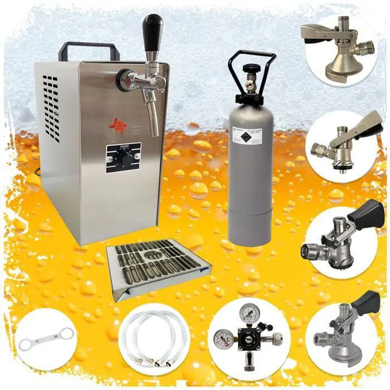 ich-zapfe Bierzapfanlage JET 30 Bierkoffer Komplett Set mit 1-leitigem Durchlauf-Trockenkühler und KeyKeg Zapfkopf in Silber und Edelstahl - Bild 2