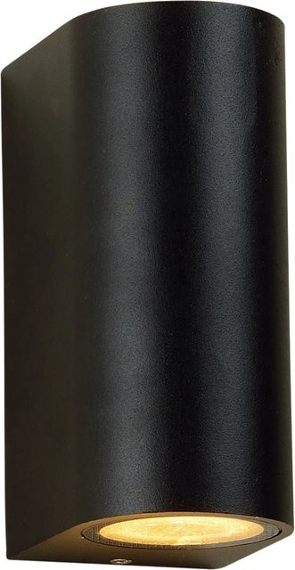 LED's,ight Außen-Wandleuchte Halbrund in Schwarz aus Aluminium und Glas mit 2-flammigem Up-Down-Lichteffekt und GU10 Fassung - Bild 1