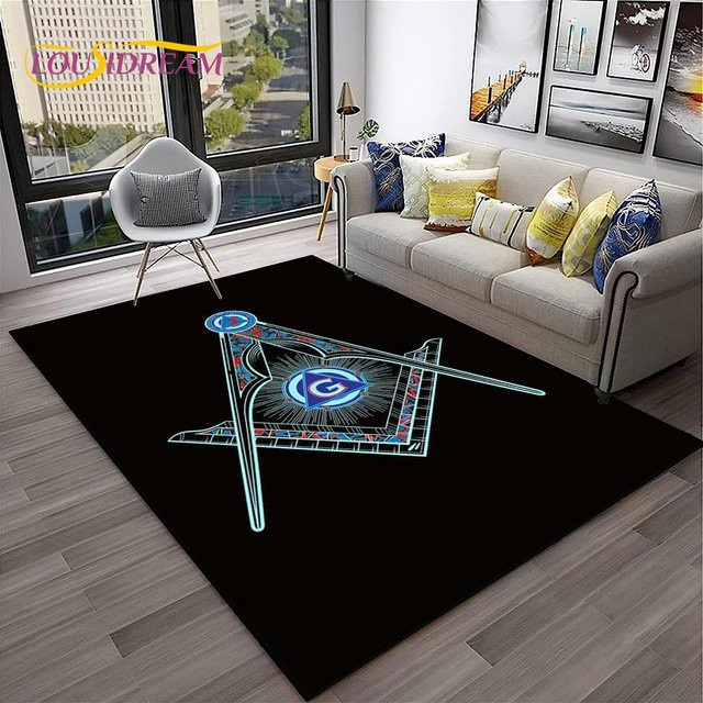 Karpetti Freimaurer Teppich mit Ring Freemasonry Motiv, Schwarz, B/T: 80 x 120 cm - Bild 1