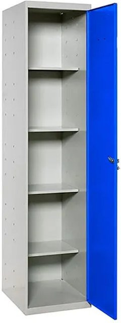 PROREGAL Putzmittelschrank AMEGO Metallschrank für den Haushalt in Blau-Grau, H x B x T: 180 x 40 x 40 cm - Bild 1