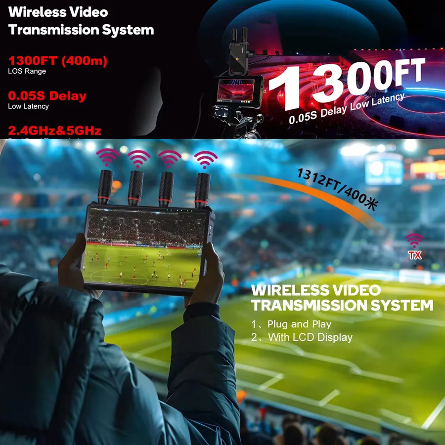 vrriis Wireless HDMI Video Sender und Empfänger Extender Schwarz mit 400 m Reichweite für DSLR Kamera, Laptop und TV Monitor - Bild 3