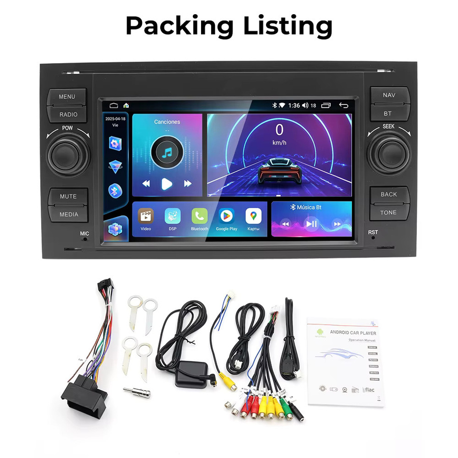 Gearelec 7-Zoll Autoradio mit GPS, kabellosem CarPlay und Android Auto in Schwarz für Ford Fusion 2006–2012 und Focus 2005–2006 - Bild 7
