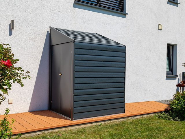 Spacemaker Metall-Gerätehaus Anlehnhaus Grau B/T/H: 204 x 128 x 208 cm - Bild 1