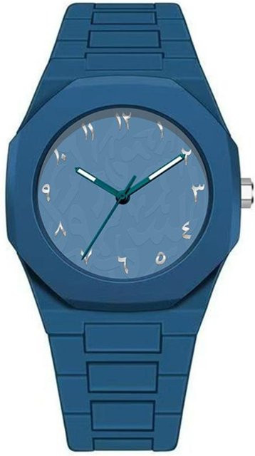 Armbanduhr Quarz, Kunststoffarmband, blau, rund, 3 ATM - Bild 1