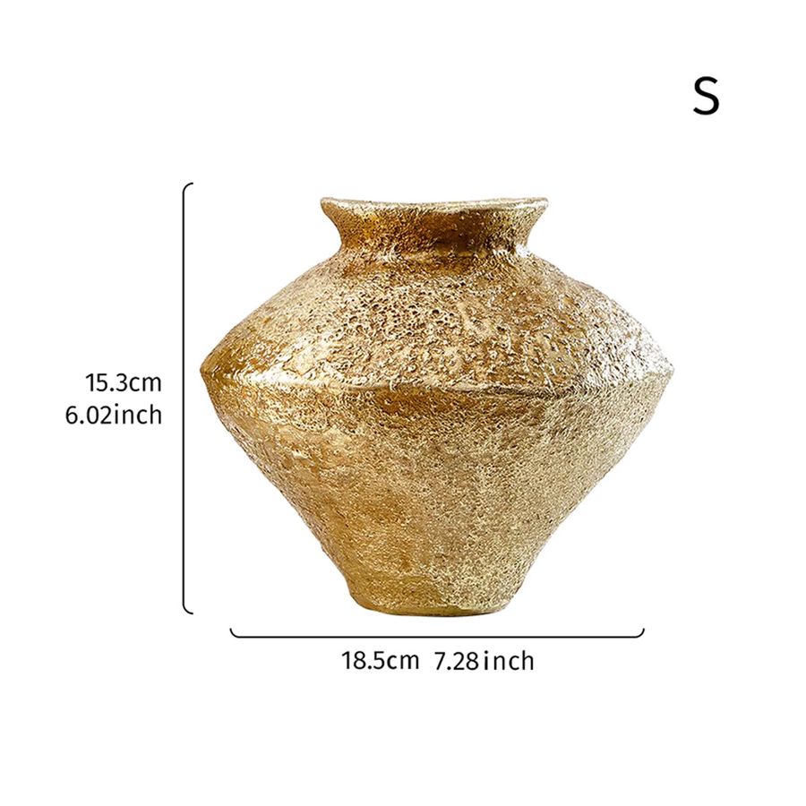 Dekorative Vase aus Steingut in Retro-Design und goldener Farbe - Bild 2