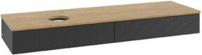 V&B Waschtischunterschrank Antao mit Frontstruktur in Eiche Honig, Blau lackiert, Wandmontage, B: 160 cm, T: 50 cm - Bild 1