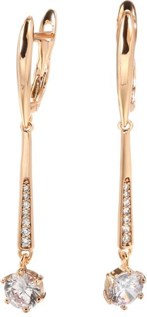 Kinel Jewelry Lange Ohrringe, Kupfer, Roségold, Zirkonia, Damen - Bild 1