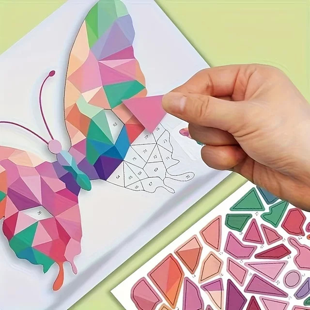 Bunte geometrische Tier-Puzzle-Aufkleber, DIY-Kunst- und Bastelset, Tiere, Bunt / Mehrfarbig - Bild 1