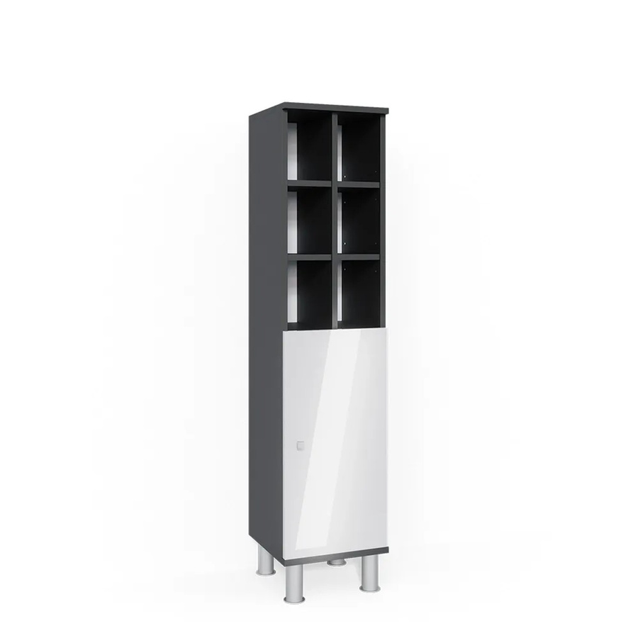 Vicco Badschrank Fynn Midischrank in Weiß und Anthrazit Hochglanz B/T/H: 30 x 30 x 130 cm - Bild 3